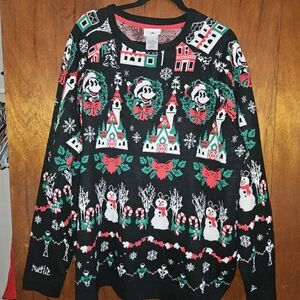 Festive Holiday Sweater with Pandas and Snowmen